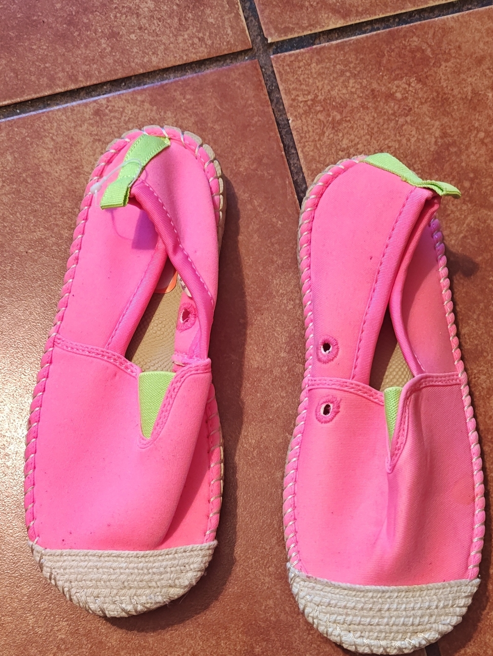 wonder nation Pink Slip-On Water Shoes with Lime Tabs